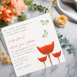 Bröllopsinbjudan till orange Poppies & Butterflies Inbjudningar