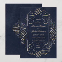 Bröllopsinbjudan till ornament i guld deco-dekrete