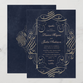 Bröllopsinbjudan till ornament i guld deco-dekrete inbjudningar