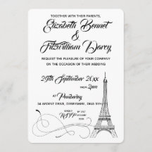 Bröllopsinbjudan till parisisk doodles