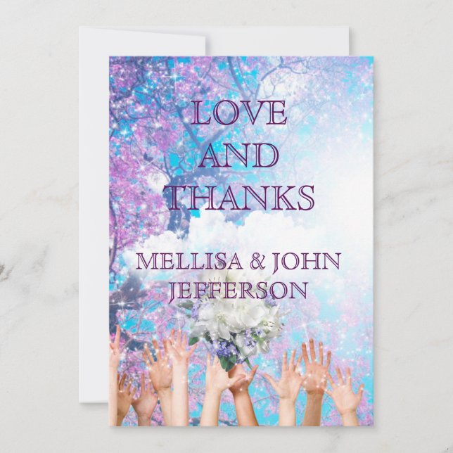 Bröllopsinbjudan till Personligen tack Kort (Framsida)