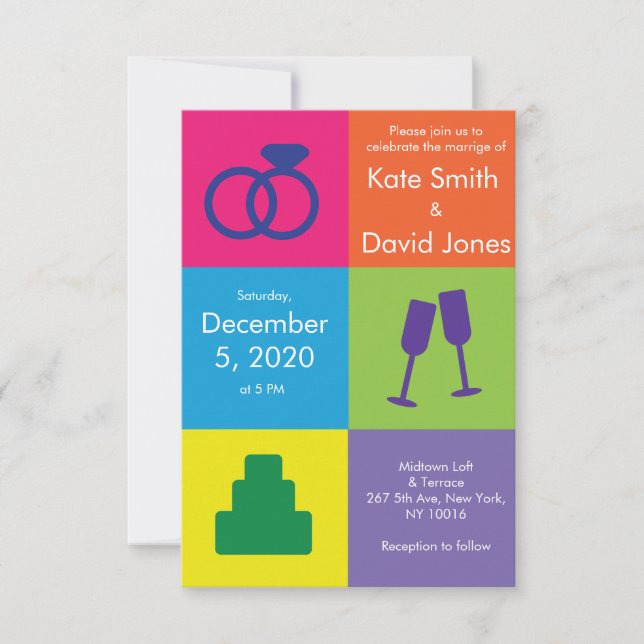 Bröllopsinbjudan till popkonsthögskolan inbjudningar (Framsida)