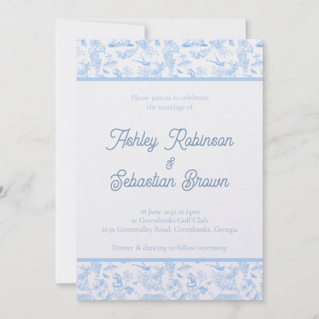 Bröllopsinbjudan till Preppy Jungle Chinoiserie To Inbjudningar (Framsida)