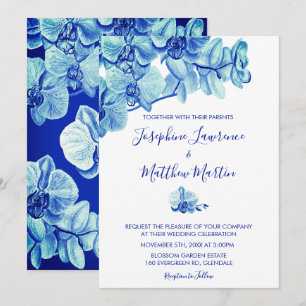 Bröllopsinbjudan till Radiant Blue Orchids Inbjudningar