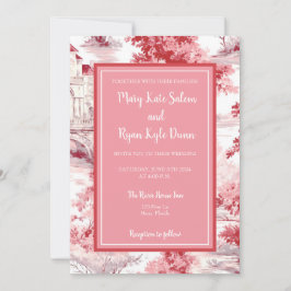 Bröllopsinbjudan till Red Rosa Fransk Toile Weddin Inbjudningar