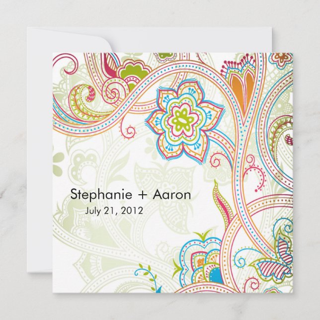 Bröllopsinbjudan till Retro Blommigt Inbjudningar (Framsida)