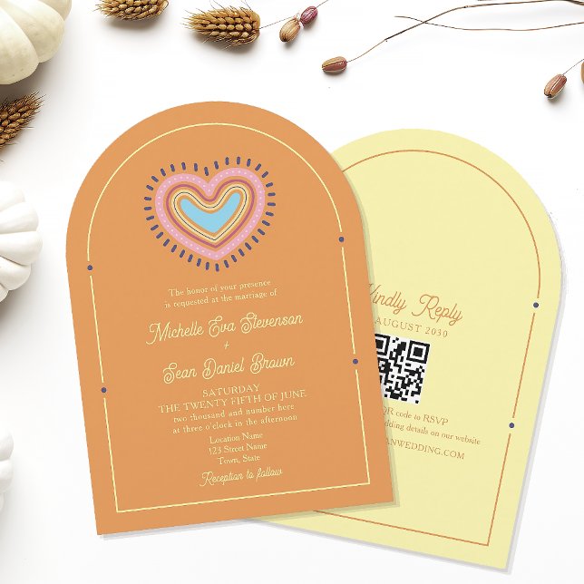 Bröllopsinbjudan till Retro Orange Inbjudningar (Skapare uppladdad)