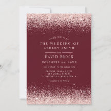 Bröllopsinbjudan till Ro Guld Konfetti Burgundy