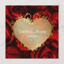 Bröllopsinbjudan till Röd ros Blommigt