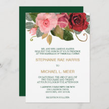 Bröllopsinbjudan till Röda och Rosa ros Gräns