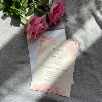 Bröllopsinbjudan till Romantisk Rosa Flowers Inbjudningar