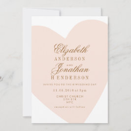 Bröllopsinbjudan till Rosa Heart Calligraphy Inbjudningar