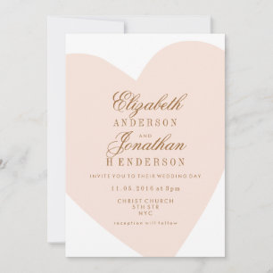 Bröllopsinbjudan till Rosa Heart Calligraphy Inbjudningar