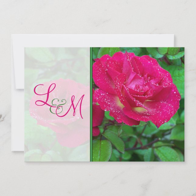 Bröllopsinbjudan till rosa och Gul ros Inbjudningar (Framsida)