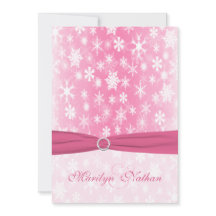 Bröllopsinbjudan till rosa och vitt Snöflingor