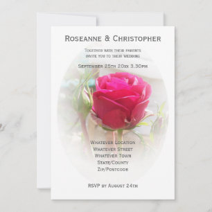 Bröllopsinbjudan till rosa Rosenknopp Inbjudningar