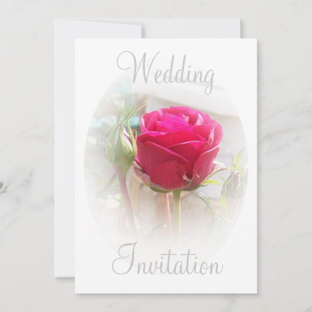 Bröllopsinbjudan till rosa Rosenknopp Inbjudningar (Framsida)