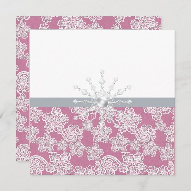 Bröllopsinbjudan till  Rosa Snöre Inbjudningar (Fram/baksida)