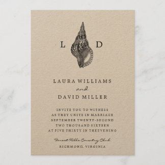 Bröllopsinbjudan till Rustic Beach Sea Snäcka Inbjudningar