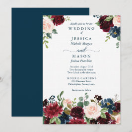 Bröllopsinbjudan till Rustic Burgundy-flottan Inbjudningar