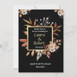 Bröllopsinbjudan till Rustic Fall Flowers utomhus Inbjudningar