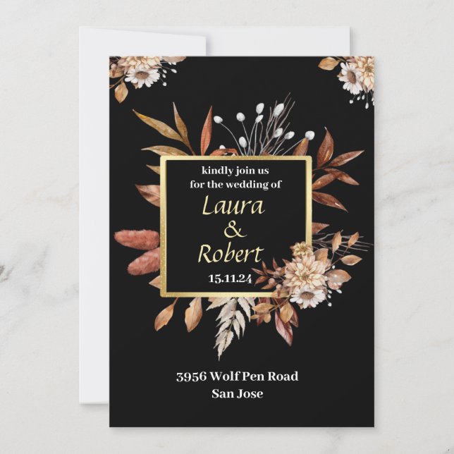 Bröllopsinbjudan till Rustic Fall Flowers utomhus Inbjudningar (Framsida)