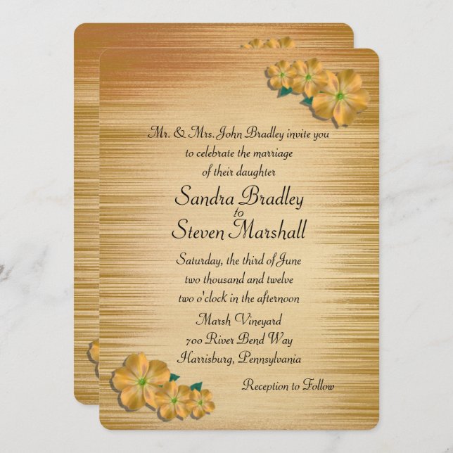 Bröllopsinbjudan till Rustic Flowers Inbjudningar (Fram/baksida)