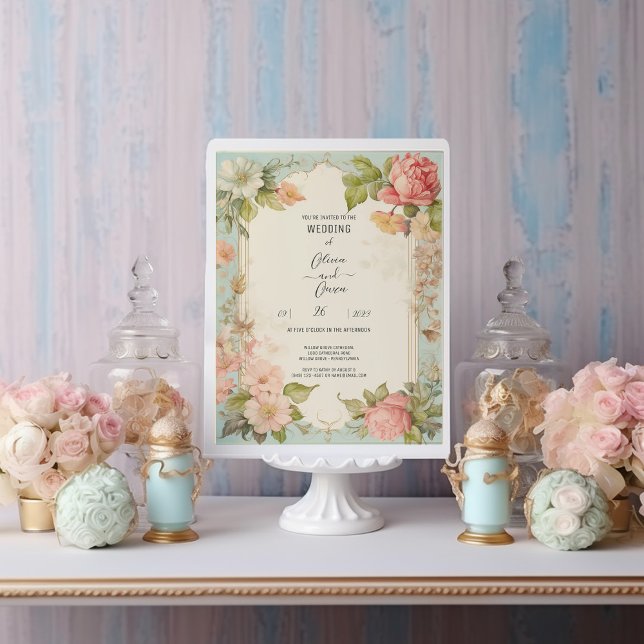 Bröllopsinbjudan till Shabby chic Blommigt Inbjudningar (Skapare uppladdad)