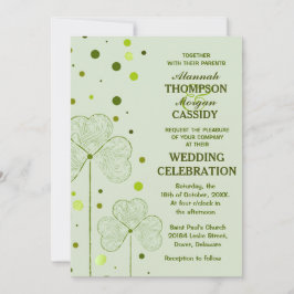 Bröllopsinbjudan till Shamrock Polka dots 2 Inbjudningar