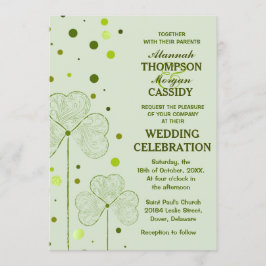 Bröllopsinbjudan till Shamrock Polka dots 2 Inbjudningar