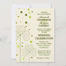 Bröllopsinbjudan till Shamrock Polka dots Inbjudningar