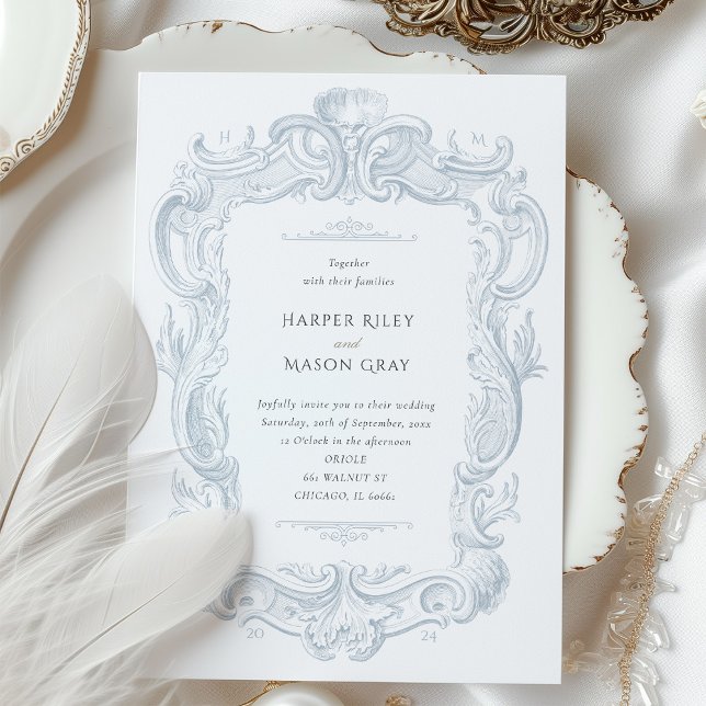 Bröllopsinbjudan till Silver Elegance Baroque Inbjudningar (Skapare uppladdad)