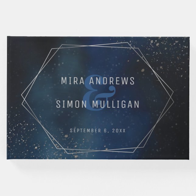Bröllopsinbjudan till Silver Galaxy Gästböcker (Framsida)