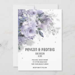 Bröllopsinbjudan till Silver Mauve, mousserande Meddelande