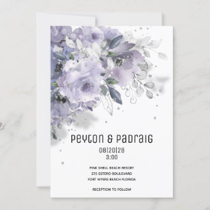 Bröllopsinbjudan till Silver Mauve, mousserande Meddelande