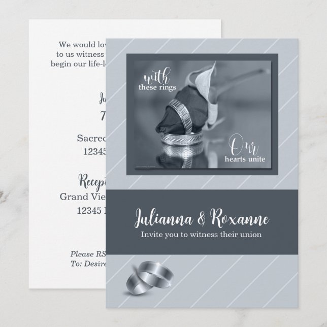 Bröllopsinbjudan till Silver Streck Gay bröllopsin Inbjudningar (Fram/baksida)