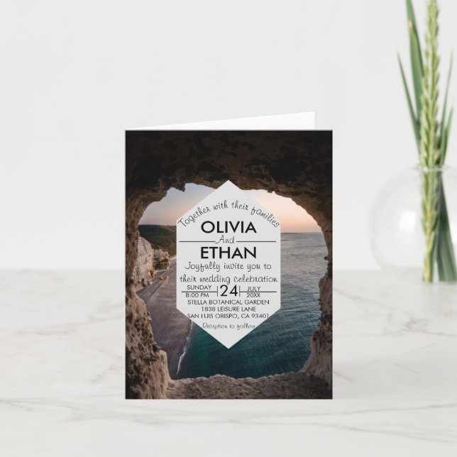 Bröllopsinbjudan till Sjölandskap strand firande Inbjudan (Framsida)