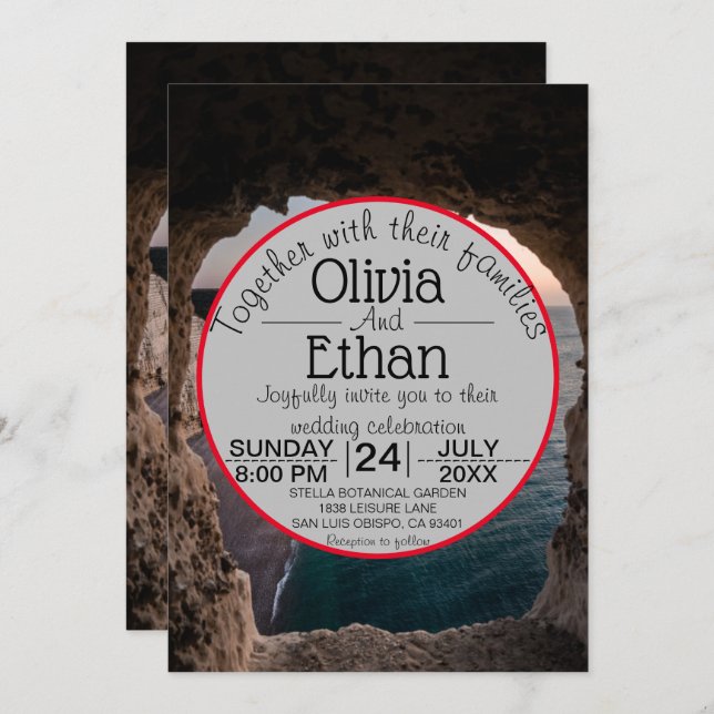 Bröllopsinbjudan till Sjölandskap strand firande Inbjudningar (Fram/baksida)