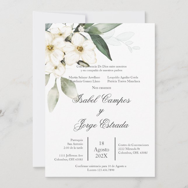 Bröllopsinbjudan till spanska Grey Wedding Inbjudningar (Framsida)