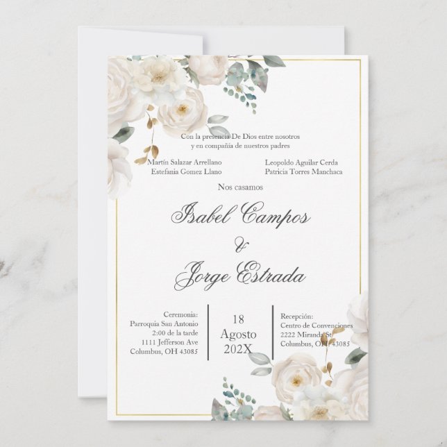 Bröllopsinbjudan till spanska Grey Wedding Inbjudningar (Framsida)