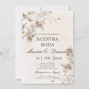 Bröllopsinbjudan till spanska vitblommor inbjudningar
