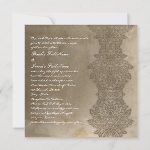 Bröllopsinbjudan till Stone Brown Vintage Damask Inbjudningar
