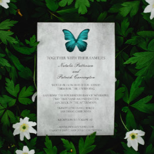 Bröllopsinbjudan till Teal Butterfly Inbjudningar