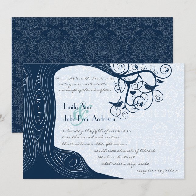 Bröllopsinbjudan till Träd-flottan Inbjudningar (Fram/baksida)