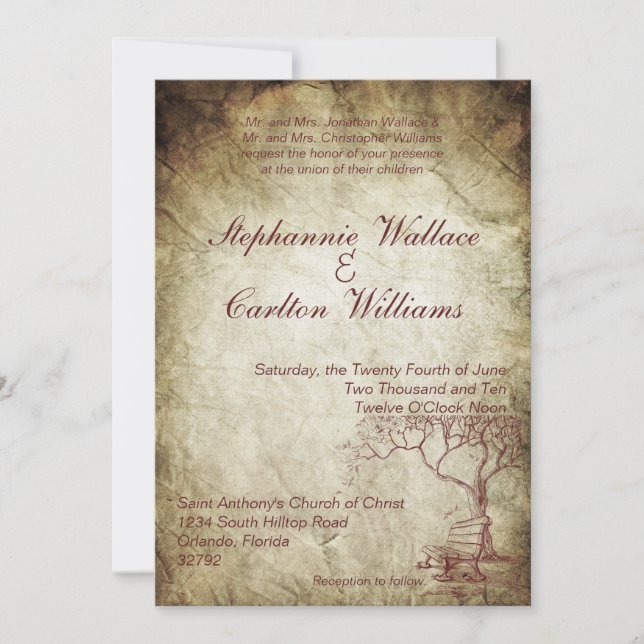 Bröllopsinbjudan till Träd under hösten Inbjudningar (Framsida)