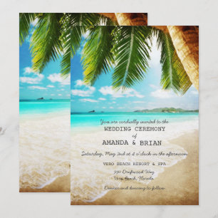 Bröllopsinbjudan till tropisk ö Beach Inbjudningar