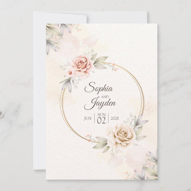 Bröllopsinbjudan till tropisk vattenfärg inbjudningar (Framsida)