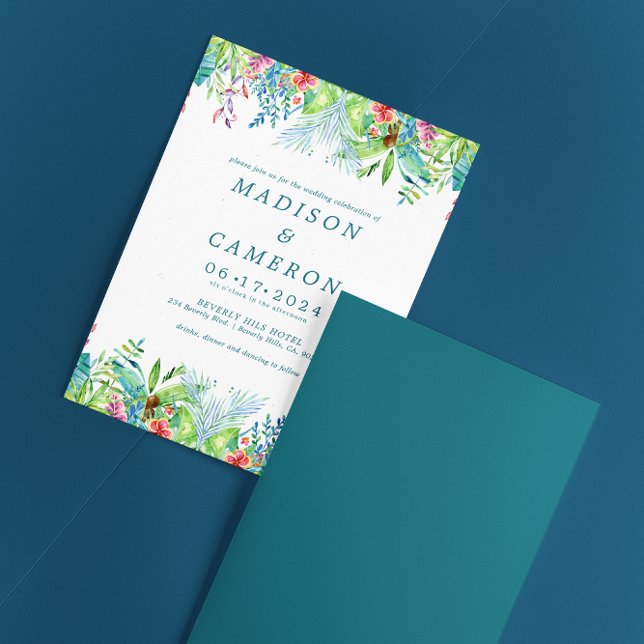 Bröllopsinbjudan till tropisk vattenfärg inbjudningar (Skapare uppladdad)