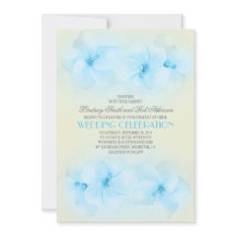 bröllopsinbjudan till turkos strand med hibiscus