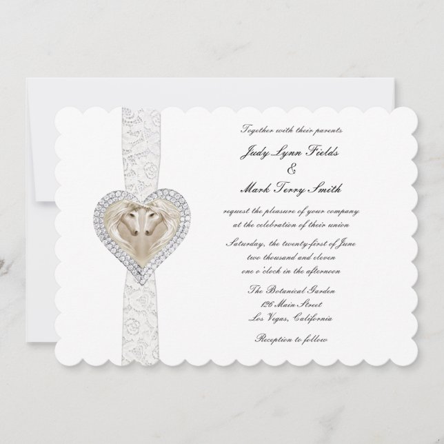 Bröllopsinbjudan till Unicorn och Snöre Inbjudningar (Framsida)